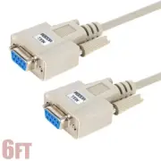 6FT DB9 RS232 Female to Female Serial Null Modem Cable DTE DCE PC Data Cord