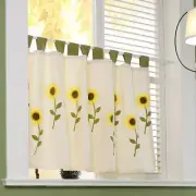 Sunflower Print Curtain Kitchen Short Window Drape Half-Curtain Cabinet Panel
