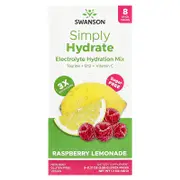 Swanson, Simply Hydrate, Electrolyte Hydration Mix, Raspberry Lemonade, 8 Stick Packs 0.21 oz (5.95 g) Each