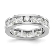 Solid Real 14k White Gold Polished 3ct Channel Set CZ Eternity Wedding Band Ring