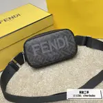 全球購 FENDI 芬迪 黑灰色 復古雙F提花 胸包 腰包 斜背包 男士 寬肩帶休閑包