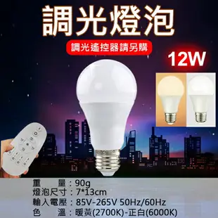 【199超取免運】攝彩@調光燈泡-12W(遙控器另購) 可調雙色溫 LED燈泡 閱讀燈泡 無線遙控雙色溫 E27燈泡 可調光燈泡【全壘打★APP下單 跨店最高20%點數回饋!!】