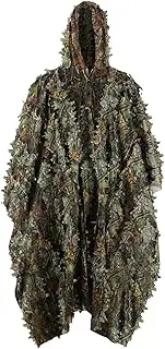 [PELLOR] Ghillie Suit Poncho for Men,3D Leafy Camo Poncho for Hunting Bird Watch Military CS Woodland Hunting