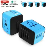 Universal World Travel Adapter 3 USB & Type-C Charger US/UK/EU/AU Plug Converter