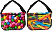 Candy Themed Large Rainbow Color Gumball or Licorice Messenger Bag