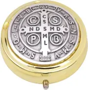 St. Benedict Gold Pyx, 2⅜", Communion Holder, Made in Italy