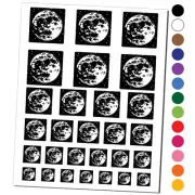 Moon in the Night Sky with Stars Space Astronomy Temporary Tattoo Set