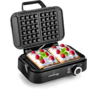 LHOWM-1226 Waffle Maker for Two Classic Waffles, Waffle Maker 1200 Watt Belgian