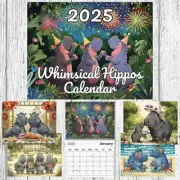 Hippo Calendar 2025 Hippopotamus Hippos Monthly Wall Calender 2025