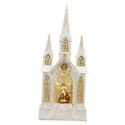16Inch Snow Globe Nativity Church Lighted Christmas Snow Globe Lantern with 6H