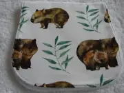Wombat White Burp Cloth Cotton Front Towelling Back Handmade