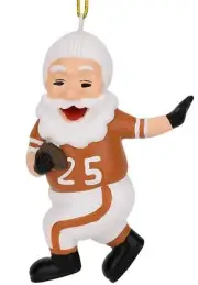 Tree Buddees Touchdown Santa Christmas Sports Football Ornament (White & Orange)