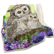 Flowers and Moonlight Owls Throw Blanket