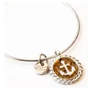 Dune Sand Jewelry Anchor Bangle - Authentic Cape Cod Smugglers Beach Sand