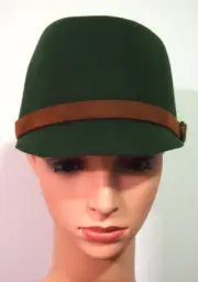 San Diego Hat Company Women's Dark Olive Green Felt Fedora Cap-Medium-NWT