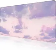 Gaming Mouse Pad, XXL Extended Computer Keyboard Long Mouse Mat, Large Desk Pad for Office Laptop, Non-Slip Rubber Base with Stitched Edge Mousepad, 31.5X11.8 inch Purple Cloud