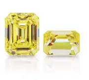Natural Yellow Color 3Ct Sparkling with Emerald Cut Certified VVS1 Lab & Diamond