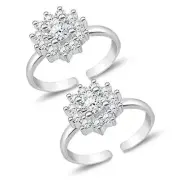 Casual Beautiful 925 Sterling Silver Round & White Color Toe Ring For Women