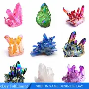 Natural Quartz Colorful Aura Titanium Healing Crystal Point Cluster VUG Specimen