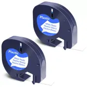 Compatible Dymo LetraTag Refill 91331 Plastic White Label Tape 12mm LT-100H 2PCS