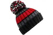 Beechfield Unisex Adult Hygge Striped Beanie (Black/Cherry/Charcoal) (One Size)