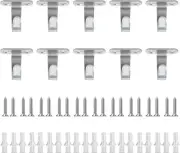 10 Pcs Stainless Steel Screw Mounted Ceiling Hooks, Under-Shelf Coat Silver