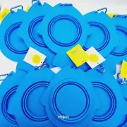 Lot Of 10 Collapsible Dog Bowl with Carabiner - Blue Fish - Sun Squad