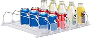Mokylor Drink Dispenser for Fridge, 5 Row Self-Pushing Soda Can Organizer for Refrigerator, Width Ajustable Beverage Pusher Glide Beer Pop Can Water Bottle Storage for Pantry (5 Row)