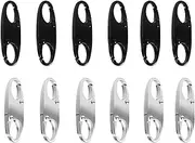 YUNYU 12-Pack Anti-Theft Zipper Locks - Security Zip Sliders for Backpacks, Luggage, Handbags & Wallets, Universal Zipper Pulls (Black & Silver)