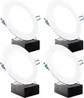 Paquete de 4 luces LED empotradas de techo ultrafinas de 6 pulgadas