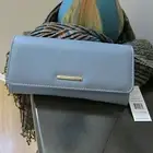 BCBG Generation Anastasia organizer Wallet ash blue w Silver Hardware Clutch NWT