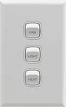 HPM 3 Gang Switch Eng Light/Fan/Heat, White, (CDXL770/3FLHWE)
