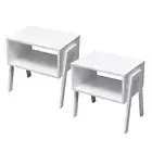 Nightstands Set of 2 Bamboo End Tables Stackable Bedside Tables Open Storage