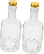 UTHCLO 2Pcs Thickened Transparent Glass Liquor Bottle Wine Decanter with Widened Opening for Easy Pouring Design for Home Bar and Club Use
