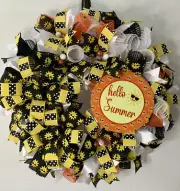 Deco Mesh Summer Wreath, Sunshine Wreath, Whimsical Door, Sun With Sunglasses