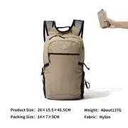 Mobi Garden Packable Backpack - Ultralight Waterproof Skin Bag for Travel, Foldable Daypack Unisex - KHAKI
