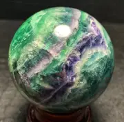 TOP 570 G Ø 70mm Natural Fluorite Quartz Crystal Sphere Ball Healing YCXF141