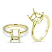 Emerald Cut 9x7mm Solitaire Ring Semi Mount In 14k Yellow Gold (53863)
