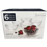 Fortessa Jupiter Clear Glass Bowls Set of 6 NIB