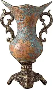 Large Classical Vase Vintage Tall Cylinder Vases Decorative Ornament Shelf Decor Vases for Centerpieces for Living Room, Study, Office, Dining Room, Farmhouse (Color : Double Handle)