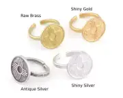 Zia Sun Symbol Ring Round Adjustable Raw,Shiny silver-gold, 7-9us size 4980