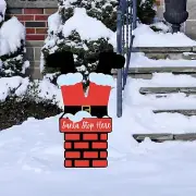 Santa Stop Here Sign Christmas Welcome Sign Santa Stuck In Chimney Garden Stake
