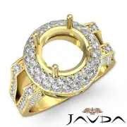 Diamond Engagement Filigree Ring Halo Pave Round Semi Mount 14k Gold 1.1Ctw.