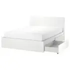 Bed frame, high, w 2 storage boxes, white/Luröy, Double