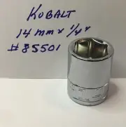 Kobalt 14 mm x 1/4" Dr Metric Socket 85501 - 6 Pt - Free USA Shipping