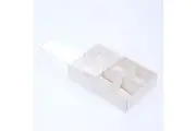 10 Pack of White Card Chocolate Sweet Soap Product Reatail Gift Box - 6 Bay Compartments - Clear Slide On Lid - 12x8x3cm