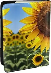 [GaxfjRu] Yellow Sunflower Print Leather Passport Holder Covers Case, Waterproof Travel Wallet Passport Holder for Women Men, Black, One Size