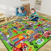 Car Mat for Children, Children's Car Play Mat, Extra Non-Slip Traffic Road Rug for Children, Educational Car Mat with City Map for Playroom, Boys Bedroom (200 x 150 cm, Classic)