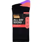 Underworks Womens All Day Cushion Foot Socks Black Size 5-8 2 pack