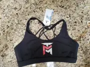 NWT's Icyzone Cross Cross Open Back Black Sports Bra Womens Large